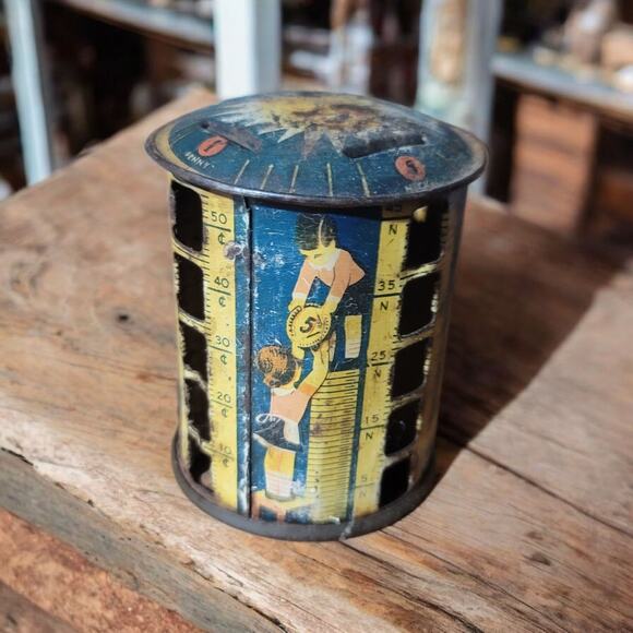 Vintage Louis Kriegsfeld Rotating Tin Litho Sunshine Coin Bank - Picture 2 of 4